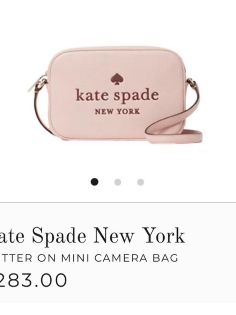 kate spade Pale Pink Glitter Logo Camera Crossbody NWT